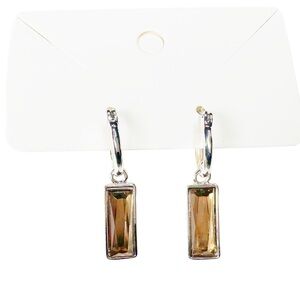 Nine West Silver and Amber Colored Rectangular Earrings